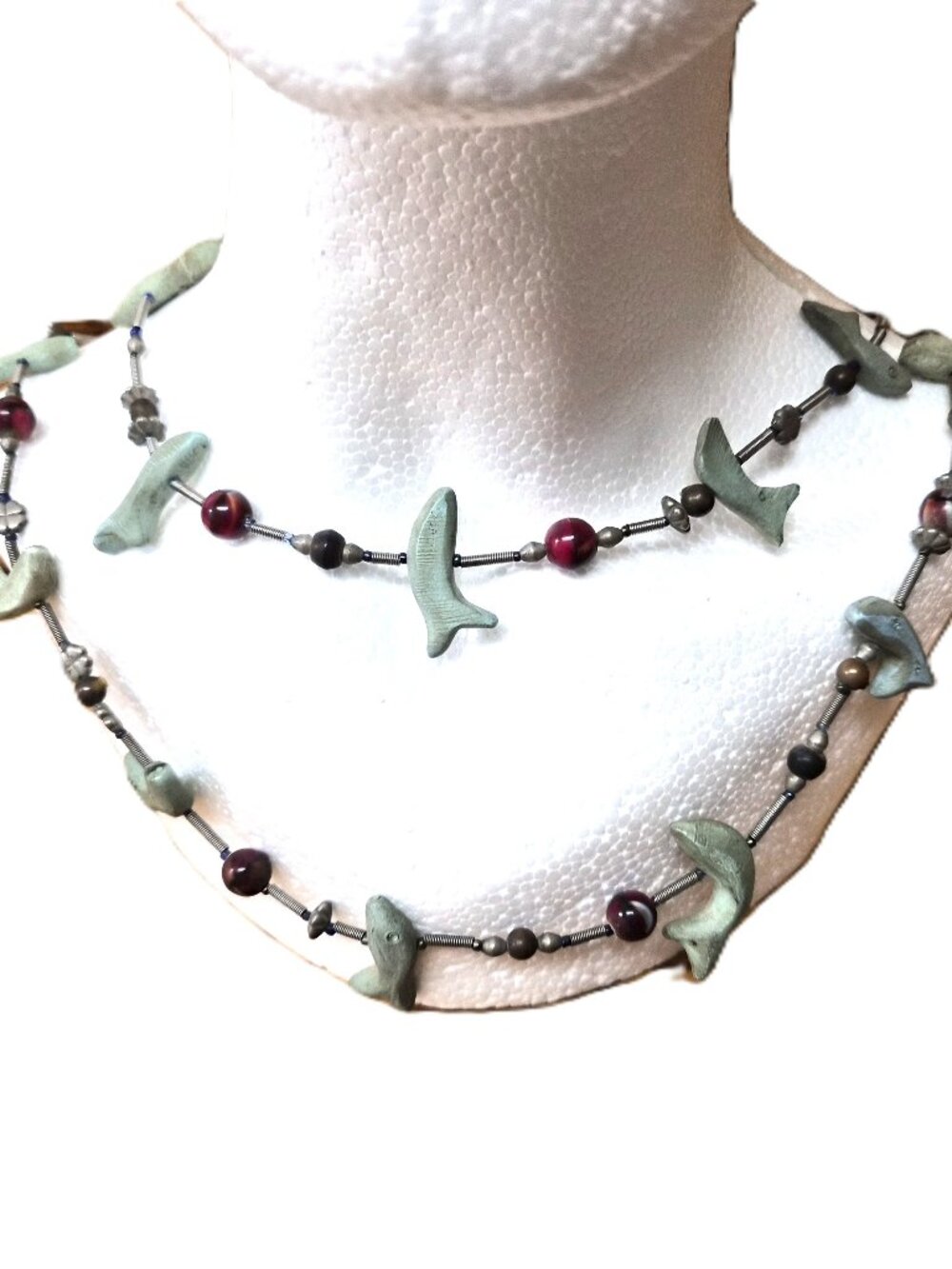 VTG Fish Fetish-Style Necklace Artisan Statement Whimsical Folk Boho Nautical